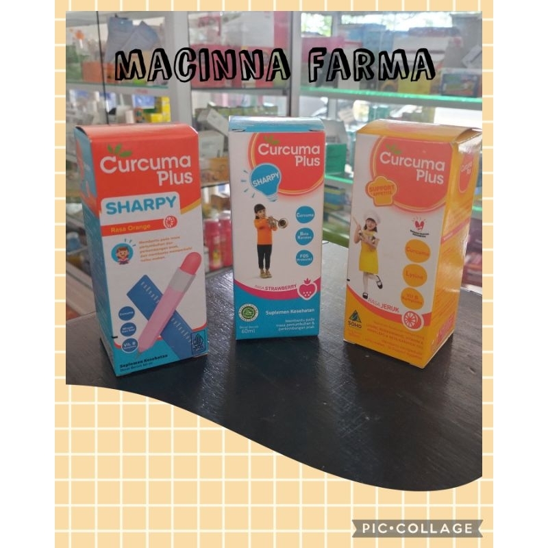 Curcuma Sharpy rasa jeruk dan strawbery, curcuma plus lysine, curcuma plus Imuns, dan curcuma Plus G