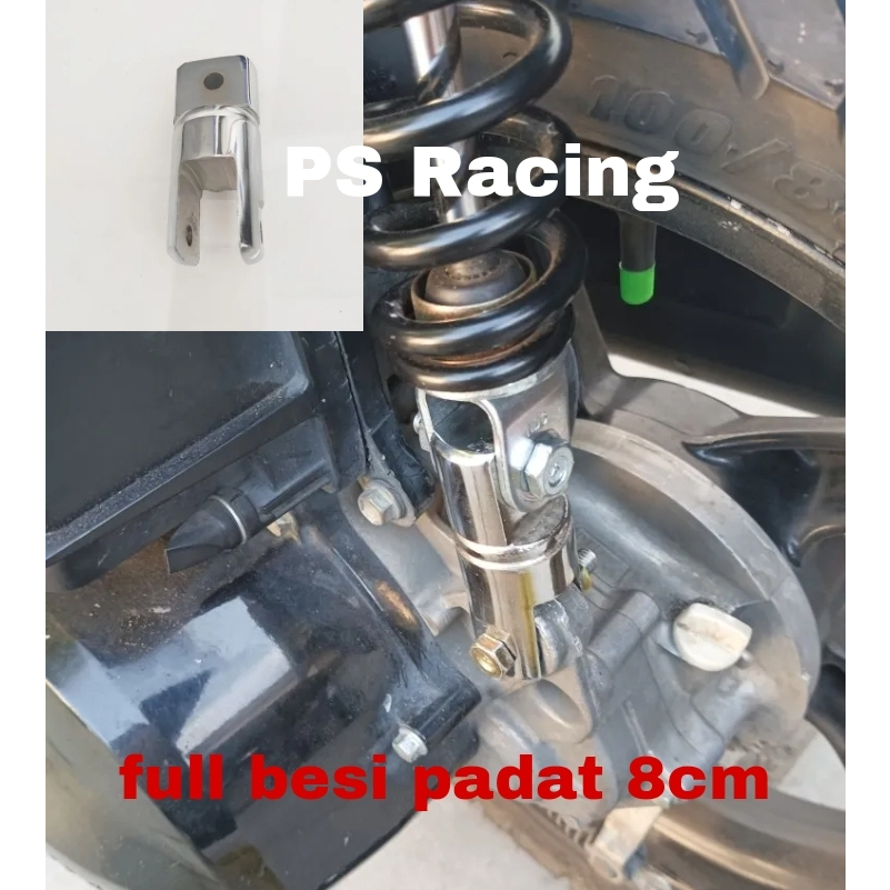 (8CM) Peninggi shock belakang matic bahan full besi PADAT full chrome