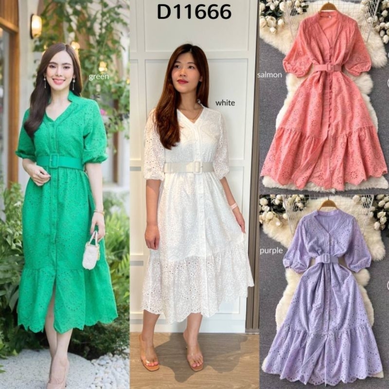 Sisley Premium Eyelet Dress With Belt