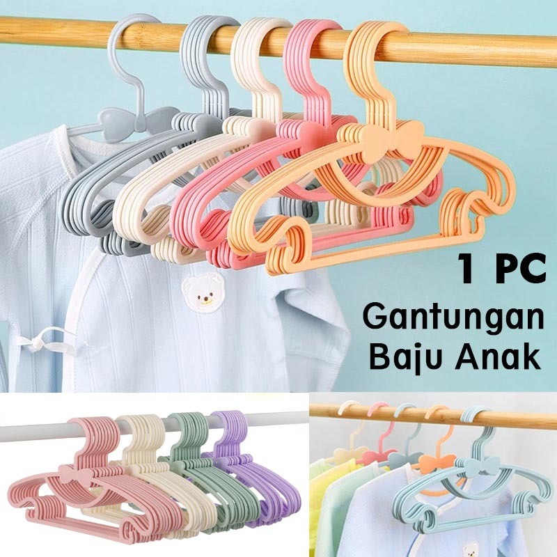Gantungan Baju Anak Bayi 1 PC Hanger Gantung Jemuran Lemari Portable Kecil Warna Warni Bahan Plastik