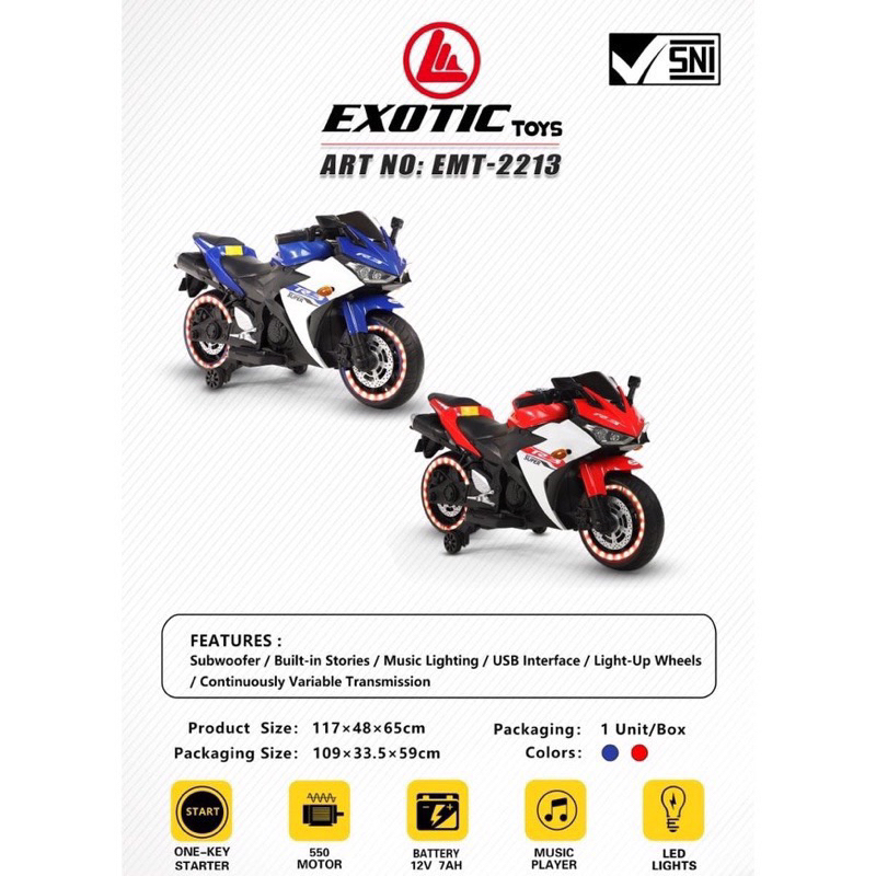 motor aki Exotic 2213 motor maianan anak motor aki Yamaha R3