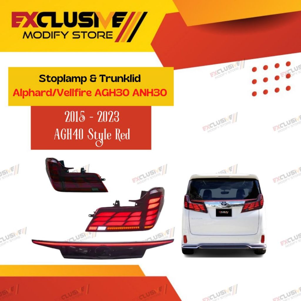 ALPHARD/VELLFIRE AGH30 ANH30 STOPLAMP & TRUNKLID FACELIFT AGH40 STYLE
