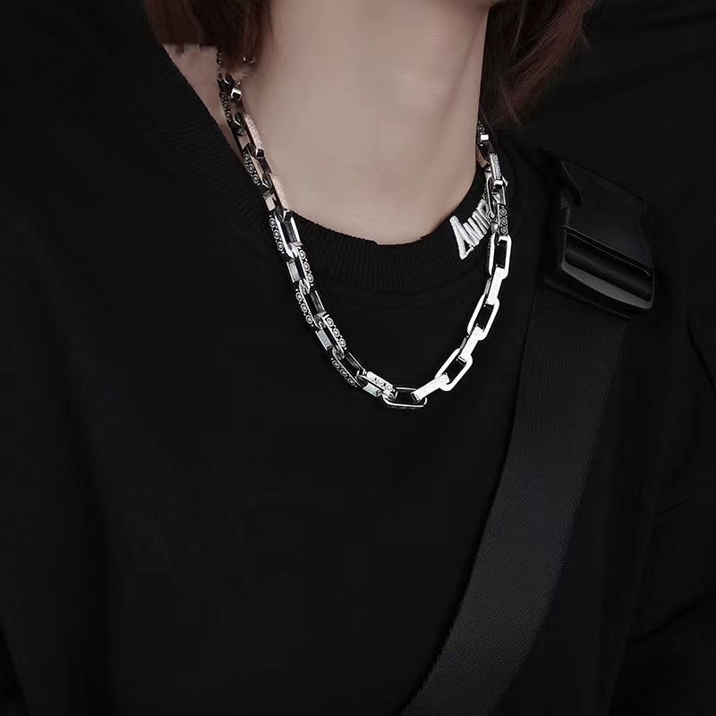 Kalung Model Rantai Titanium Premium / Kalung Rantai Kotak Besar Gaya Hip Hop Street Style Keren Fas