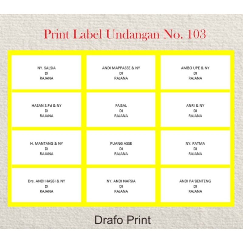

Label nama 103