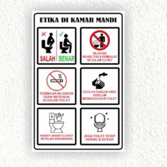 

Papan Sign Akrilik Tulisan Etika Di Kamar Mandi