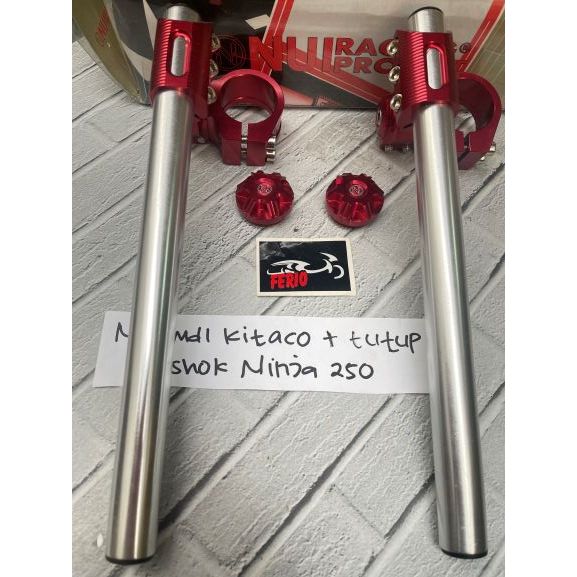 STANG JEPIT NINJA 250R NUI RACING PROJECT MODEL KITACO+TUTUP SHOCK UKURAN 37mm NINJA 250 karbu injek