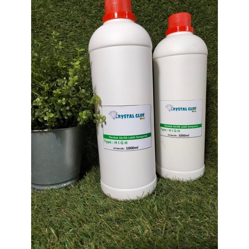 Lem akrilik crystal glue type HIGH 1 LITER+suntikan, lem akrilik, lem acrylic high, crystal glue typ