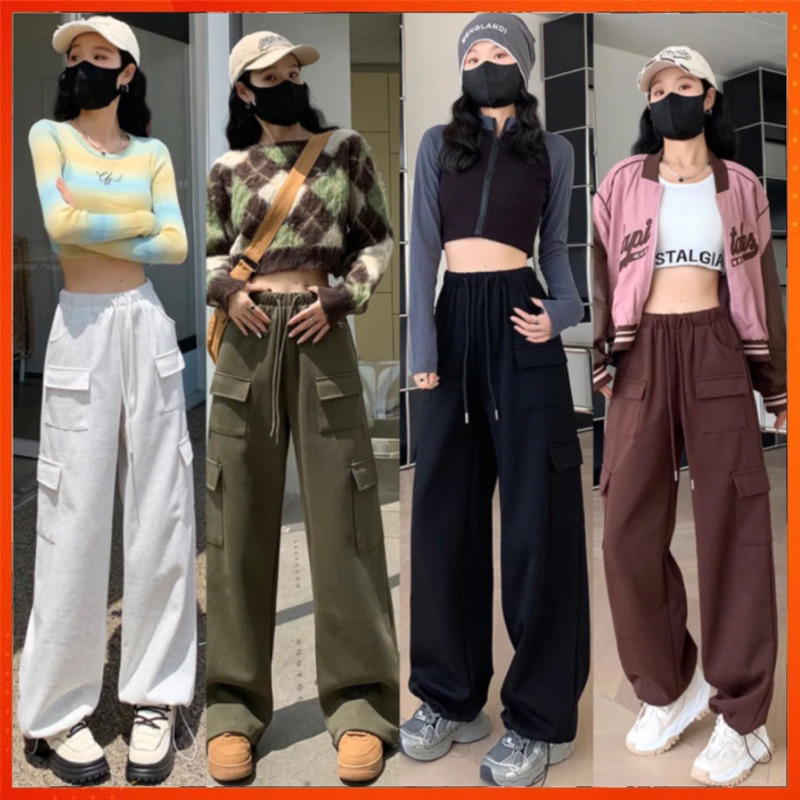 PARIROO CELANA CARGO JOOLY UP SAKU BANYAK BAHAN PREMIUM FLEECE / CELANA CARGO WANITA OOTD / CELANA C