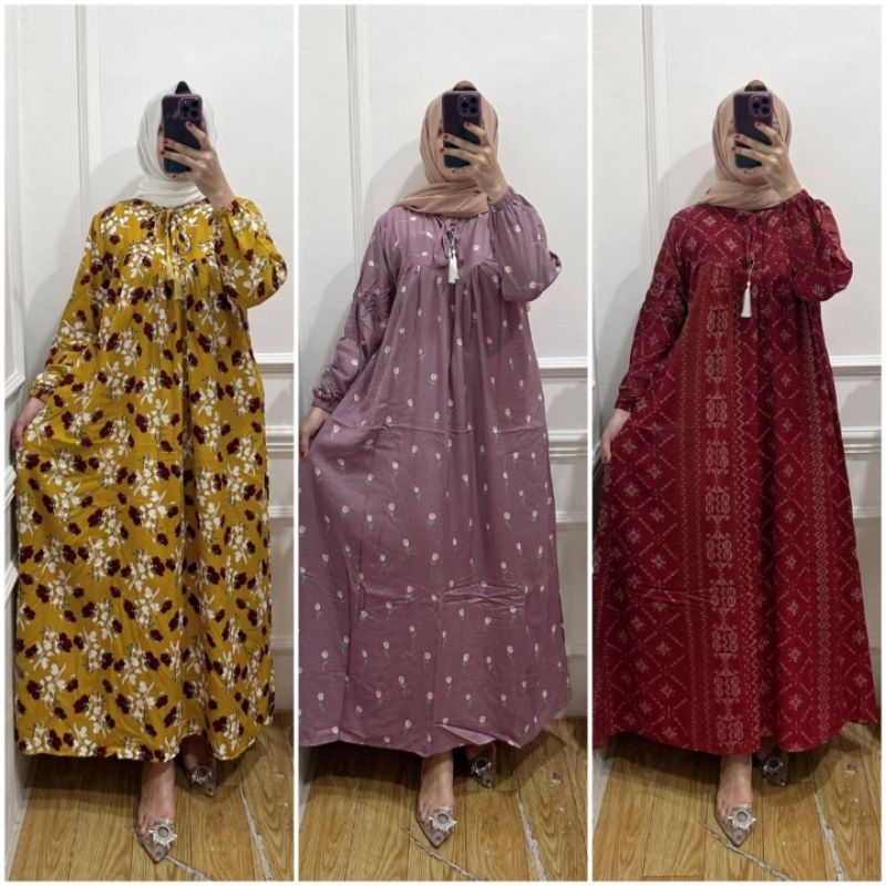 BISA COD GALERIAZKIYA DRESS KAYLA/ GAMIS JUMBO MOTIF/ GAMIS MOTIF TALI LEHER/ GAMIS AKSEN TALI TASSE