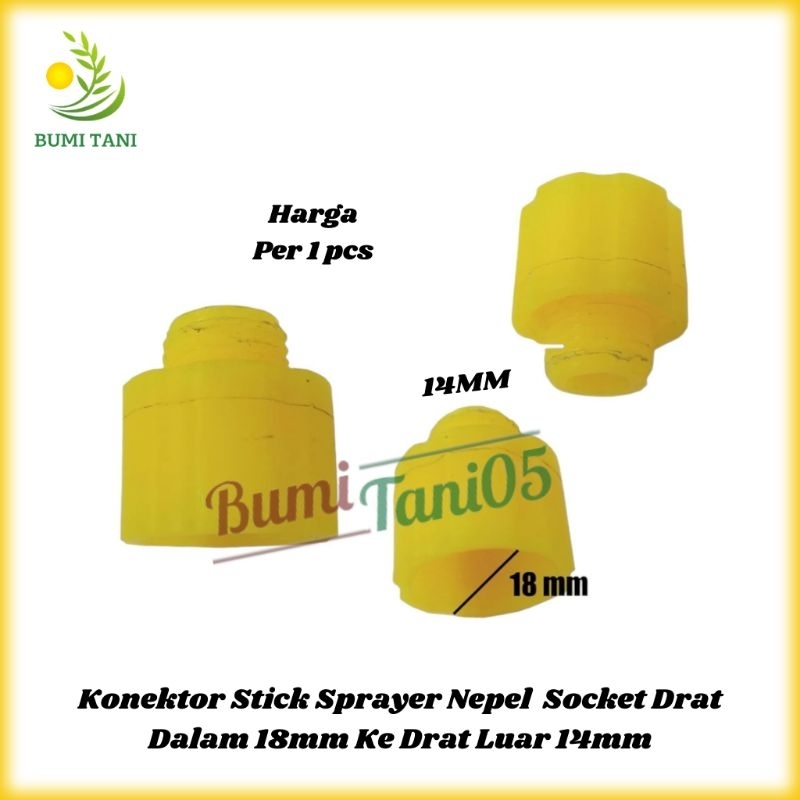Nepel Konektor Stick Sprayer Pompa DC Drat Dalam 18mm ke Drat Luar 14mm