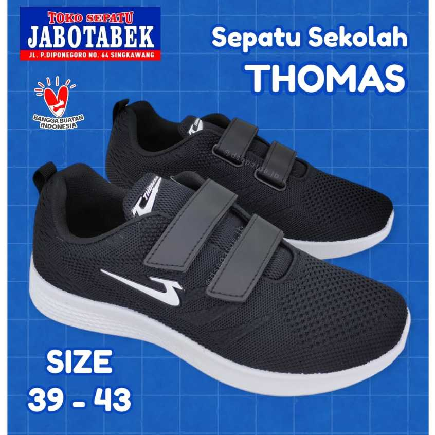 [COD] SEPATU SEKOLAH ANAK WARNA HITAM PUTIH SIZE 39 40 41 42 43 PEREKAT TEMPEL BIG SIZE JUMBO / SEPA