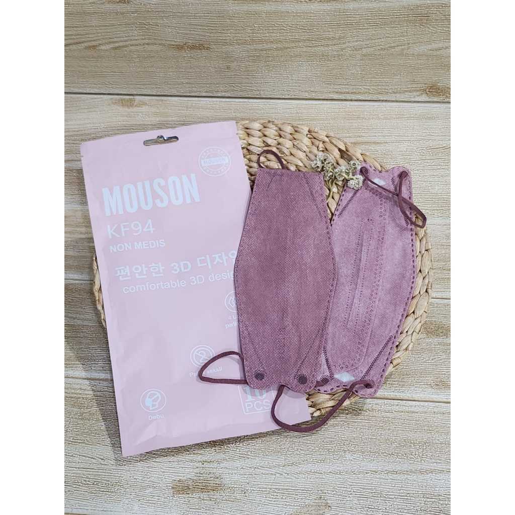 Maser Kf94 4 Ply Mouson Warna Merah Bata Pink Lady Isi 10 Pcs Earloop