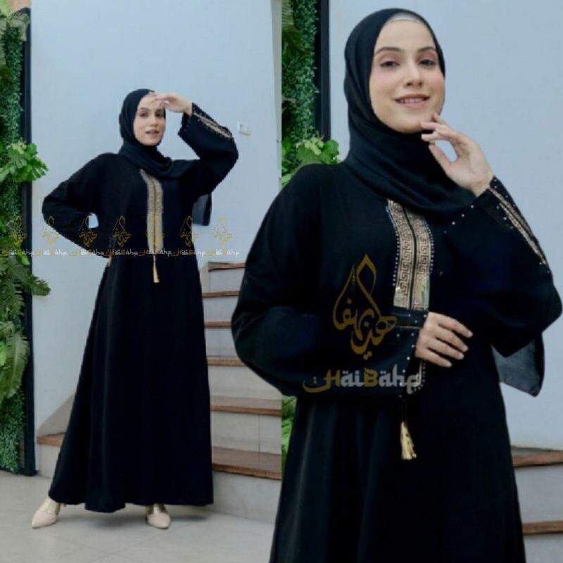 GAMIS ABAYA SAUDI HEIDY GOLD JUBAH HITAM ARAB