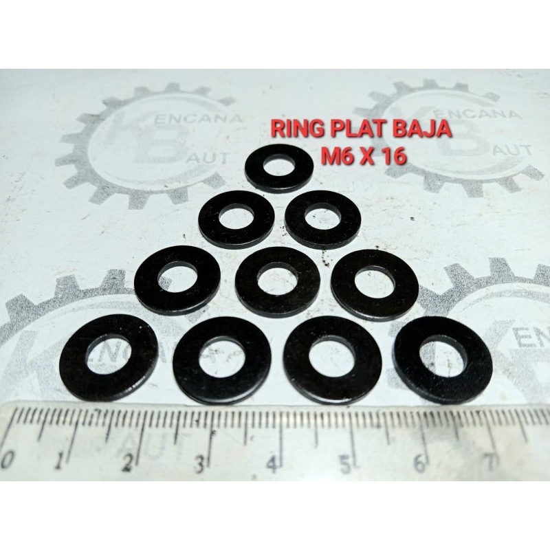 10 PCS RING PLAT BAJA M6 X 16 / RING PLAT HITAM