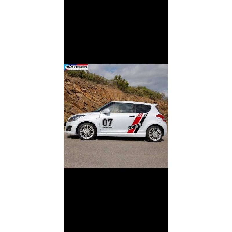 sticker stiker cutting mobil swift sport balap bendera racing keren termurah ayla agya sedan civic s