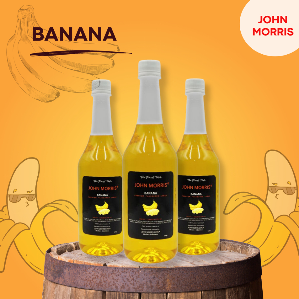 

JOHN MORRIS Premium Flavoured Syrup Banana 1000 ml / Sirup Rasa Pisang 1 Liter /Banana Flavour / Sirop aroma rasa pisang 1L untuk campuran minuman