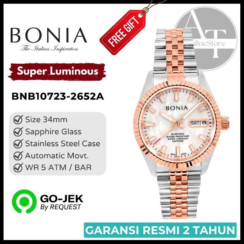 Jam Tangan Wanita Automatic Bonia B10723-2652A BNB10723 Sapphire ORIGINAL Resmi