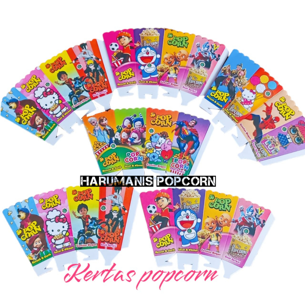 Kertas popcorn ukuran 12x6 Bahan kertas kraf / Wadah popcorn / Bungkus popcorn / Box popcorn / Wadah