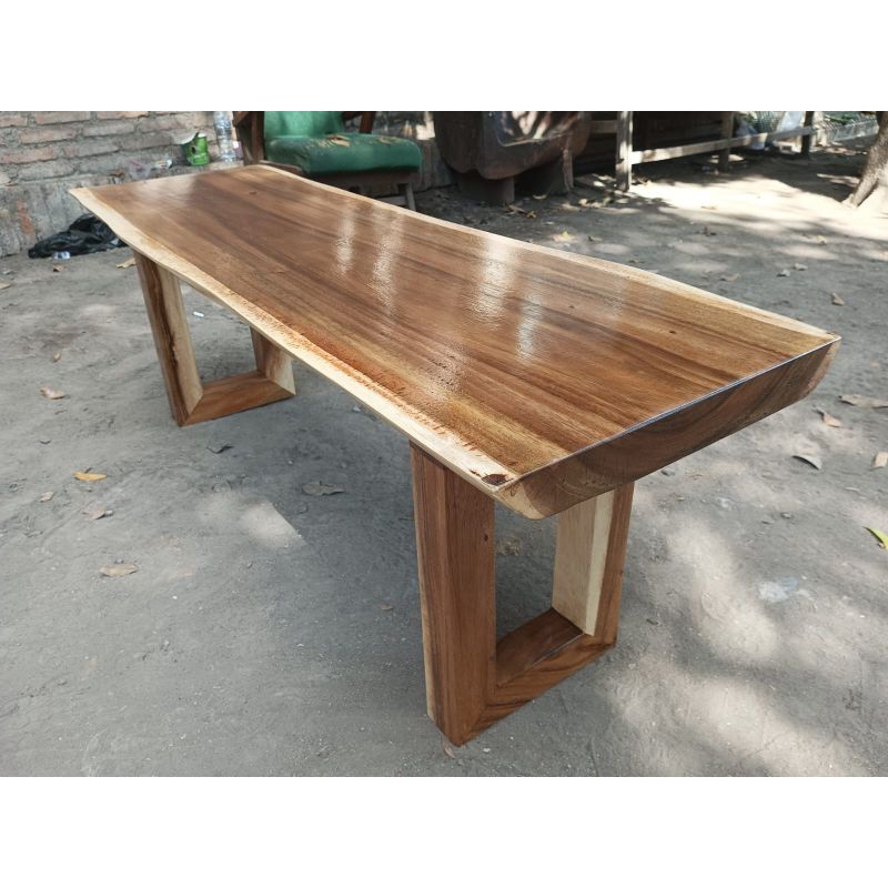 Bangku Panjang Teras Natural 120 cm Kayu Trembesi Solid