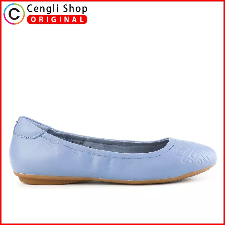 SEPATU FLAT KULIT HUSH PUPPIES WANITA ORIGINAL TERBARU BIRU HW10