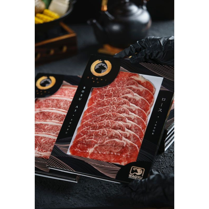 

WAGYU A5 ROSU 100G SHABU SLICE JEPANG KOBE STRIPLOIN STEAK YAKINIKU