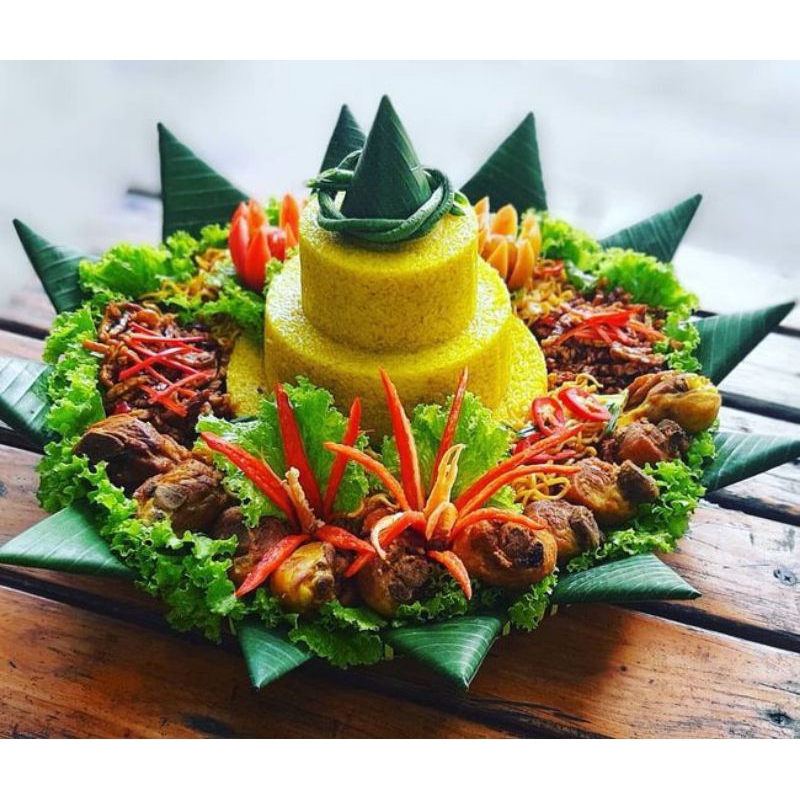 

TUMPENG NASI KUNING 8 PORSI MURAH MERIAH / HALAL / HIGENIS