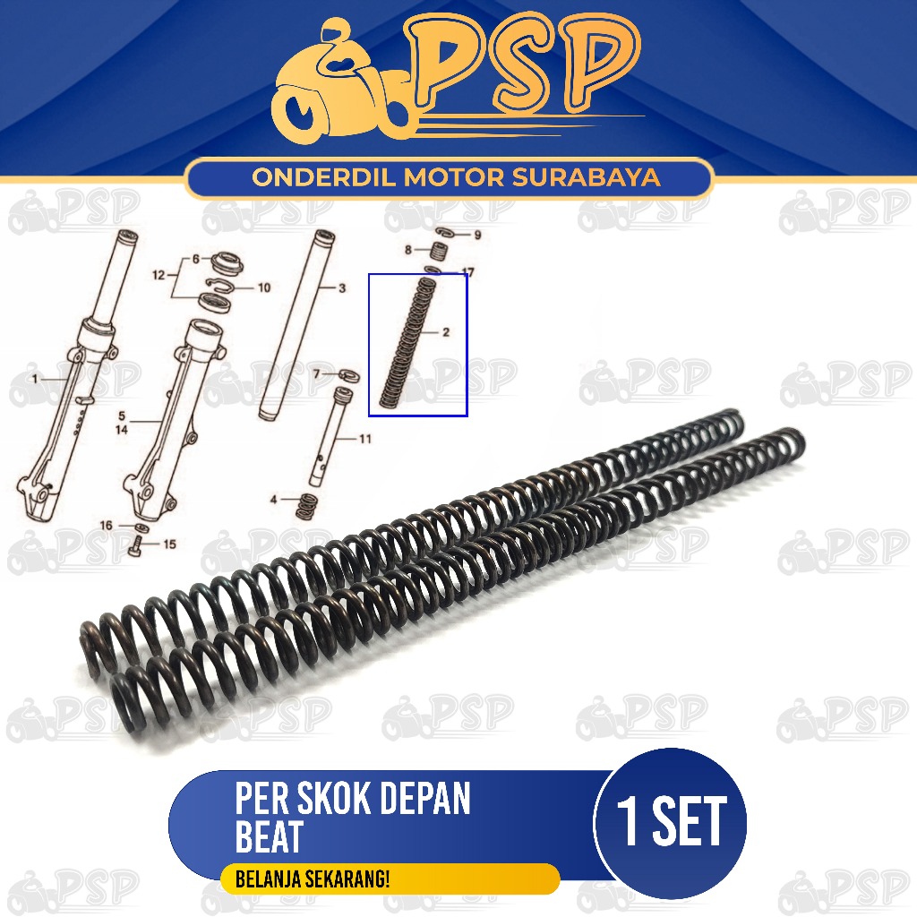 Per Skok Depan Beat (Harga Per Set Isi 2) - Peer Pir Ver Vir Dalam As Linggis Sok Sekok Shock