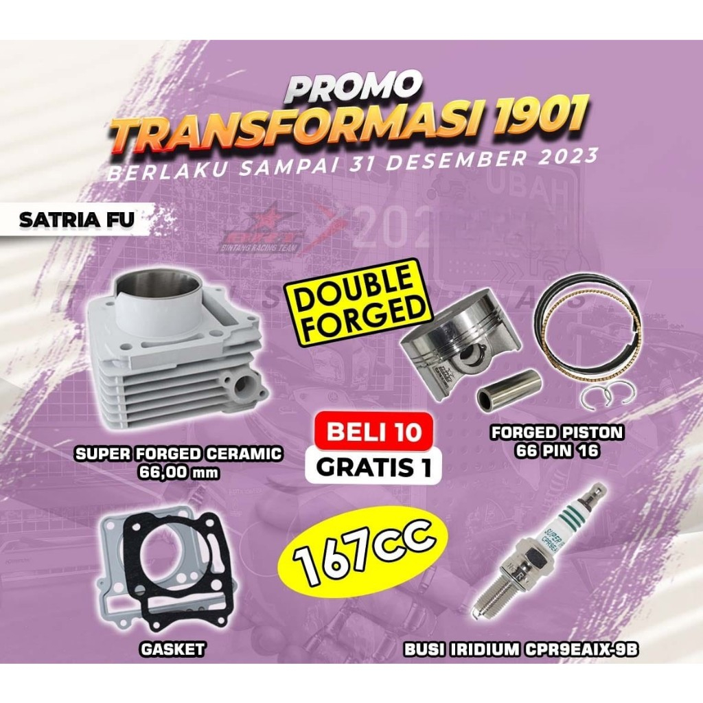PAKET BORE UP BRT BLOK PISTON SET SUPER CERAMIC SATRIA FU KARBU 66MM