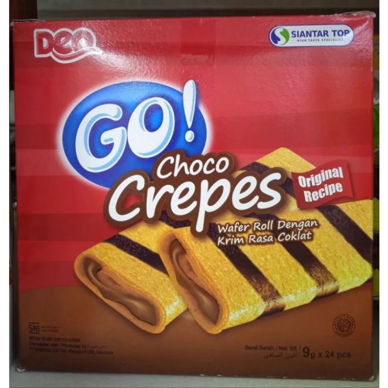 

Snack Go Choco Crepes wafer roll dengan krim rasa coklat 1 pack isi 24 pcs