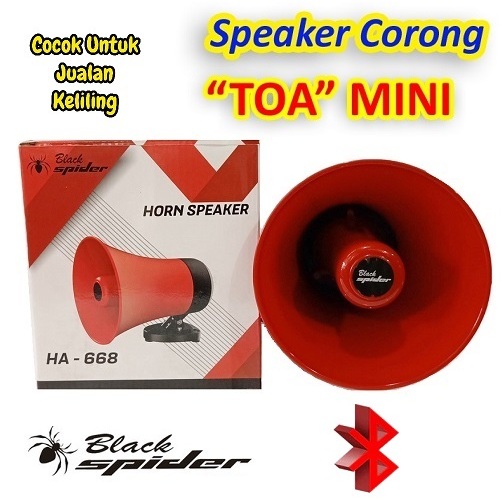Speaker Toa Megaphone Black Spider HA-668 Horn Buat Jualan keliling Es krim 350S Perekaman 12VDC + M