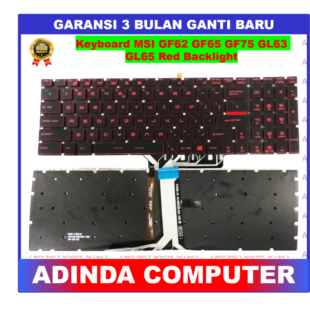 Keyboard MSI GF62 GF65 GF75 GL63 GL65 GL73 GL75 GP63 Red Backlight
