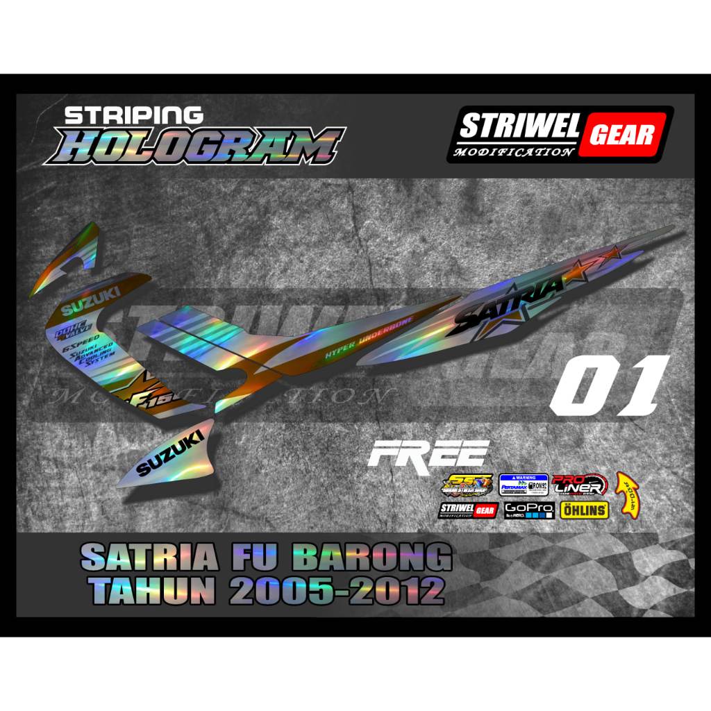 Satria FU Barong Stiker List Striping Hologram Suzuki Satria FU Barong Motif Satria Bintang Tahun 20