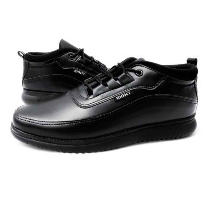 Sepatu Sneakers Pria Casual Hitam Polos Kulit Sintetis Original || Sepatu Sneakers Formal Kerja Resm