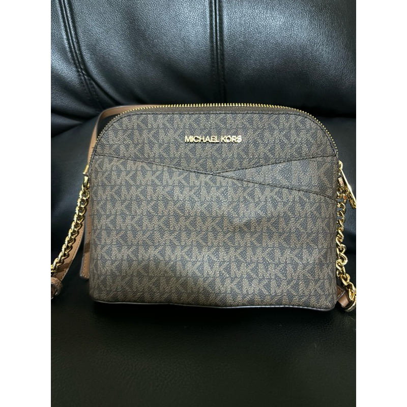 Tas Michael Kors jet set medium dome crossbody signature brown