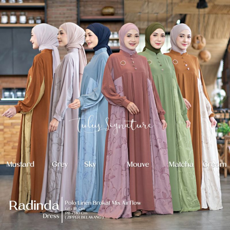 RADINDA DRESS MAXI LD 115 POLO LINEN BROKAT MIX AIRFLOW BY TULUS