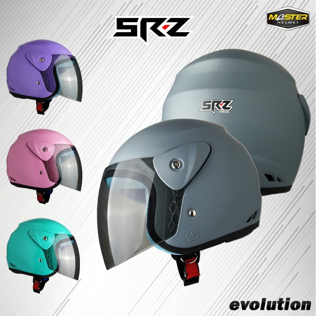 HELM EVOLUTION POLOS HITAM BLACK GLOSSY HALF FACE MODEL GM EVO