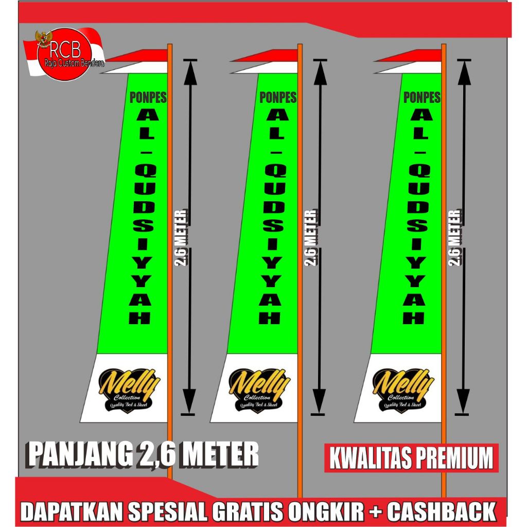 umbul umbul custom panjang 2 meter 3 meter dan 4 meter