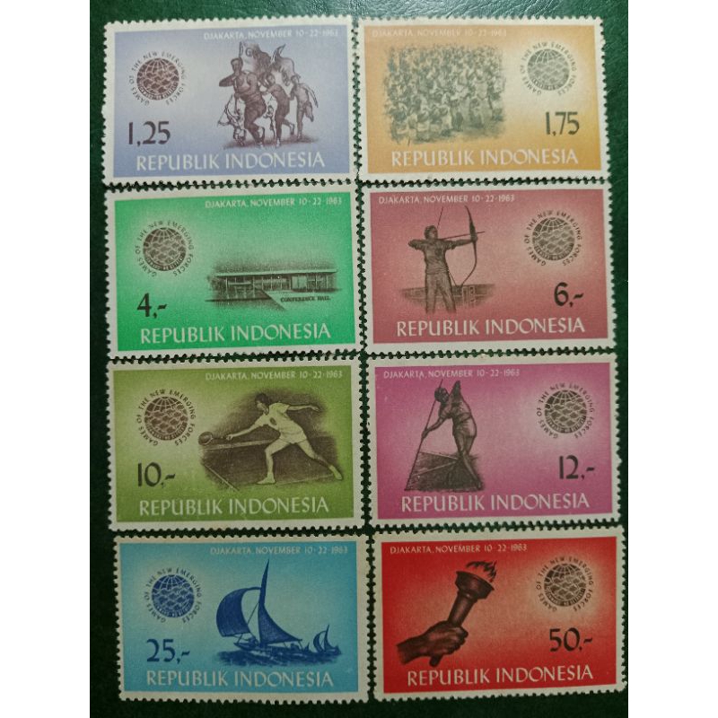 

Prangko Indonesia 8 Pcs GANEFO tahun 1963 UN USED