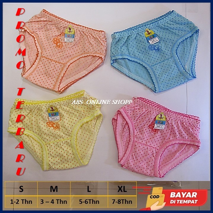 Cd Anak Perempuan 12pcs Polkadot Bintik - Usia 1-8 Th - Baru