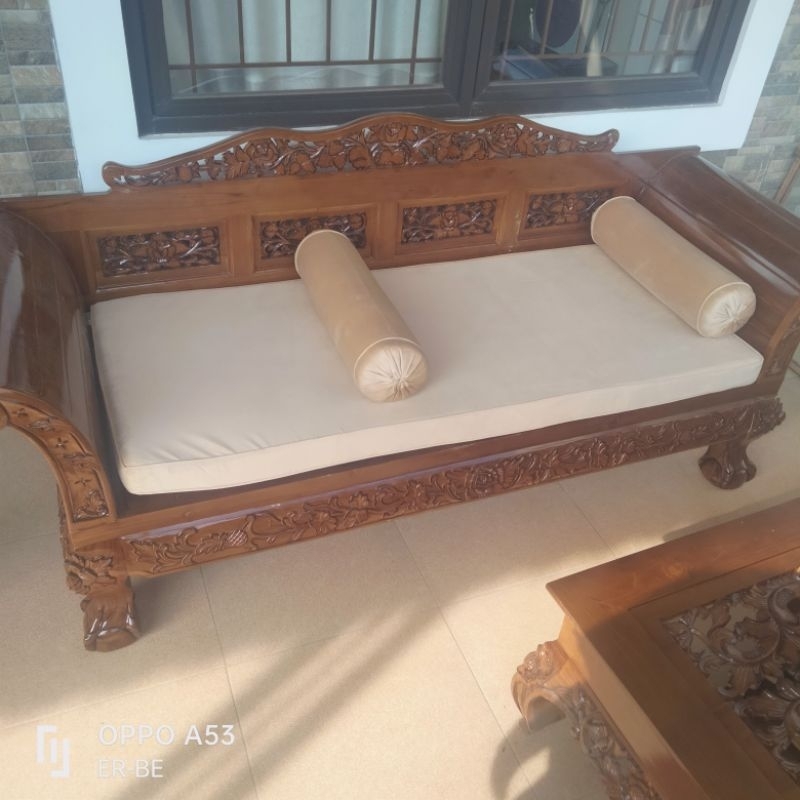 kursi bale bale bangku bale bale panjang kayu jati + bantal