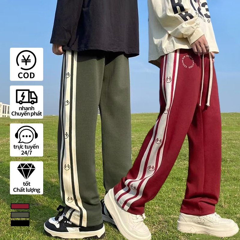 celana baggy pants Pria Retro Kasual Lurus Longgar-Kaki Lebar Kaki Celanacelana baggy pria korean st