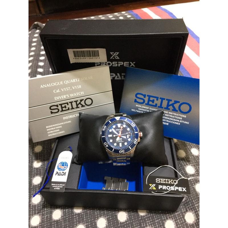 Preloved jam tangan seiko prospex padi SNE 549 P1 solar blue padi