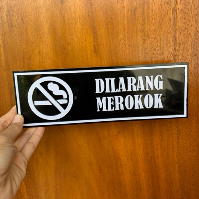 

sign akrilik TULISAN DILARANG MEROKOK Custom Tulisan Sign Board Akrilik Warna Hitam Putih Kustom Print UV Papan Tempel Akrilik Signage Label Sticker Dinding Rambu Petunjuk Nama Ruangan