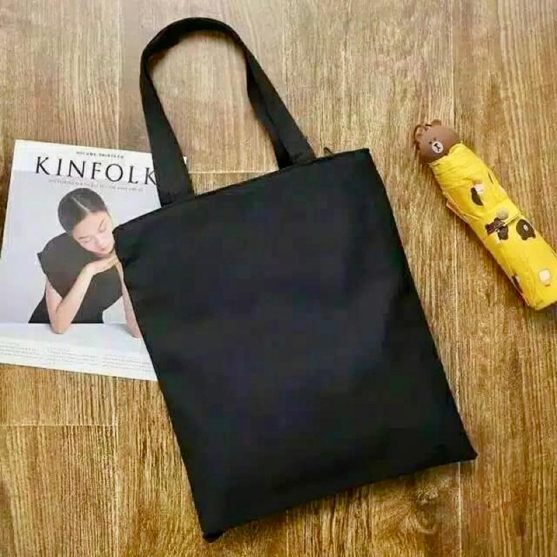 Totebag POLOS Pake resleting BAHAN KANVAS TEBAL