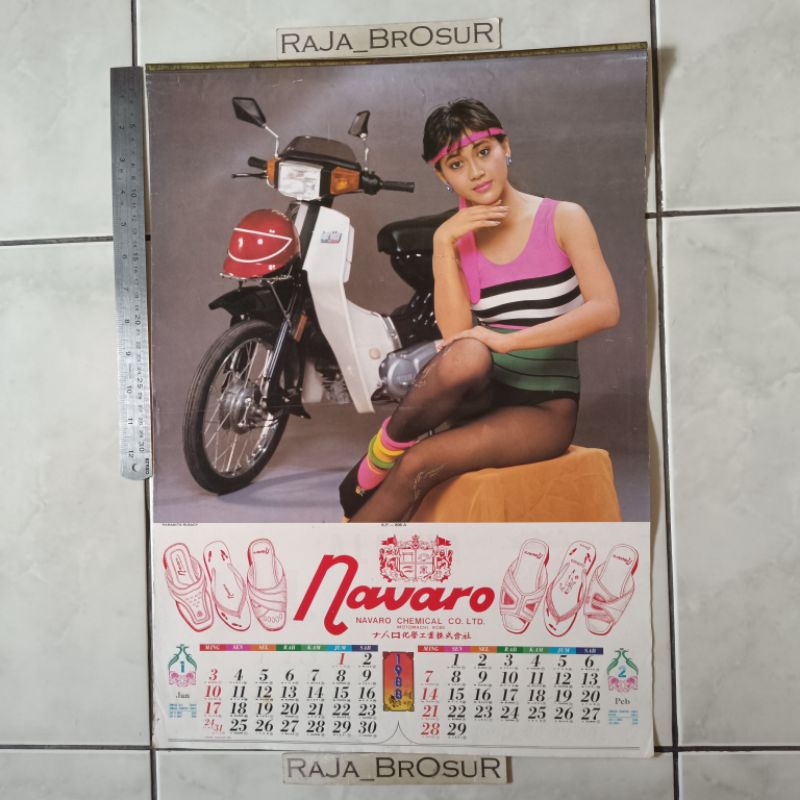 Kalender jadul lawas tahun 1988 lengkap Poster iklan Yamaha V80 Robot/RX King Cobra/Suzuki RC80/Suzu