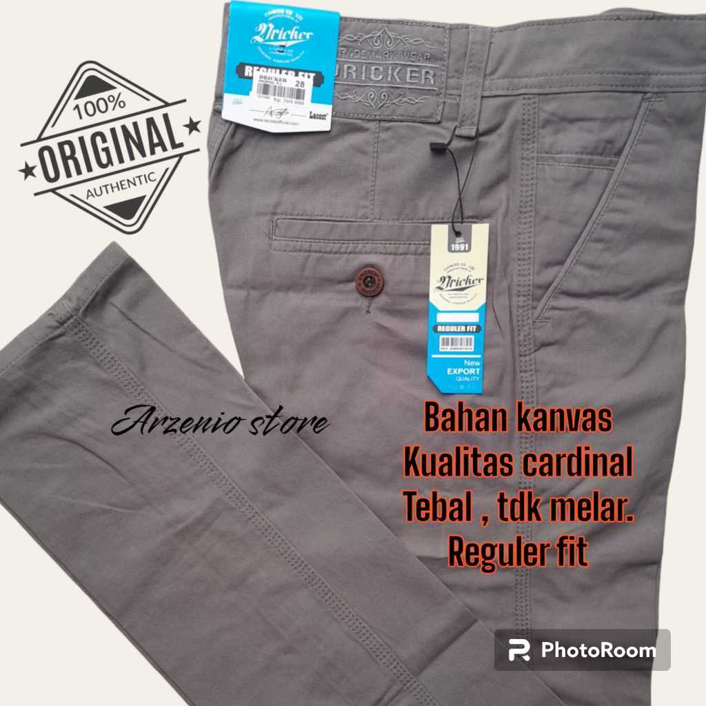 Celana Panjang Pria Chinos Bahan Kanvas Cardinal Premium Original 100% Merk Dricker Lacost Big Size Jumbo 27 Sampai 39