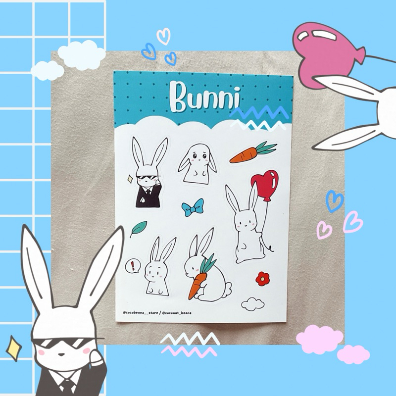 

BUNNI SERIES / Kisscut Edition / stiker kelinci kartun cute, lucu / A6