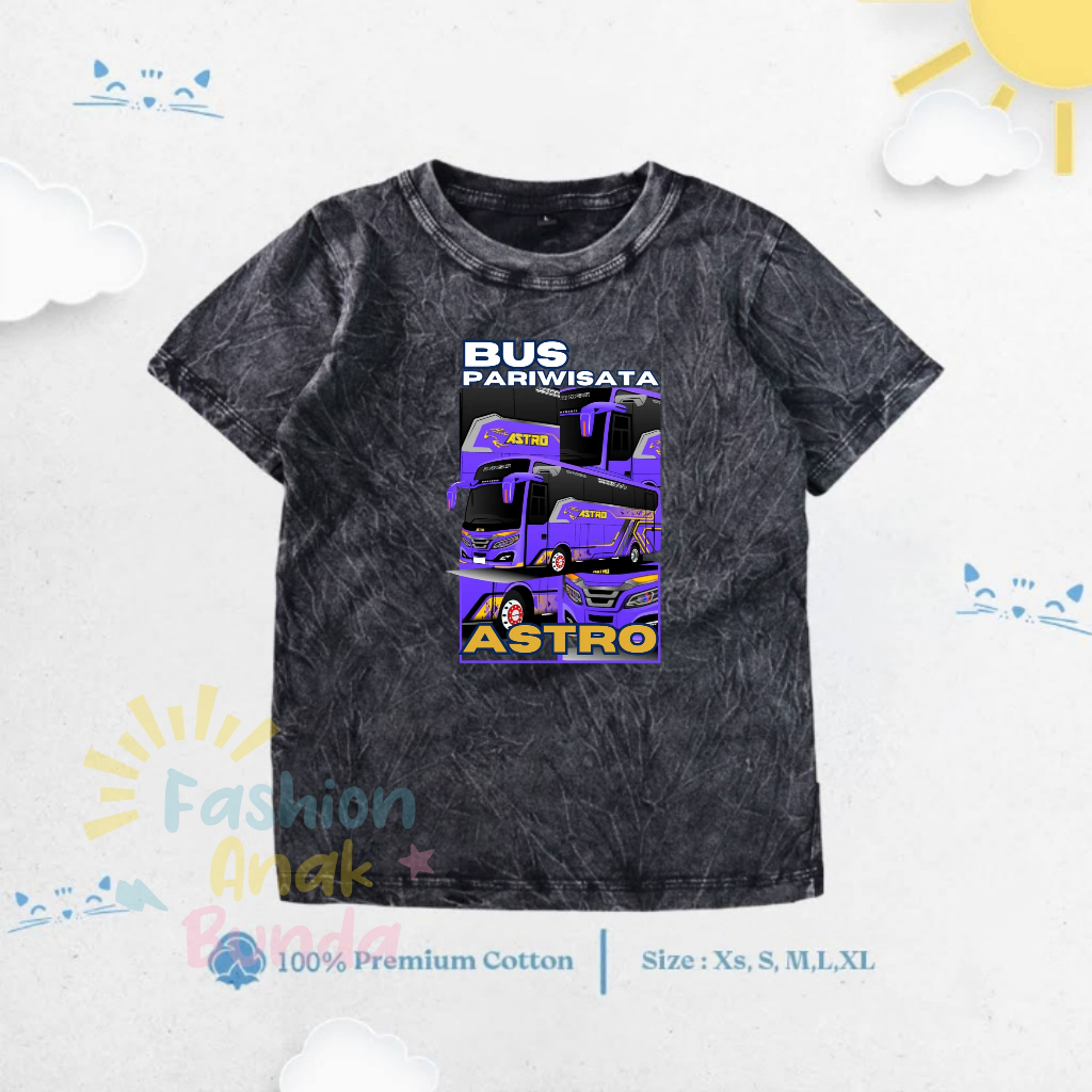 WASHED Baju Anak Kaos Anak Bus ASTRO Pariwisata Terbaru Free Nama