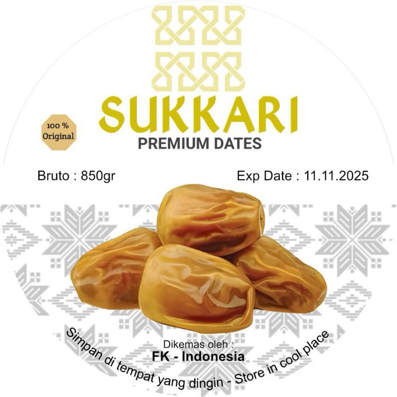 

Kurma Sukari Premium Kurma Sukari ember 850 gram Kurma raja