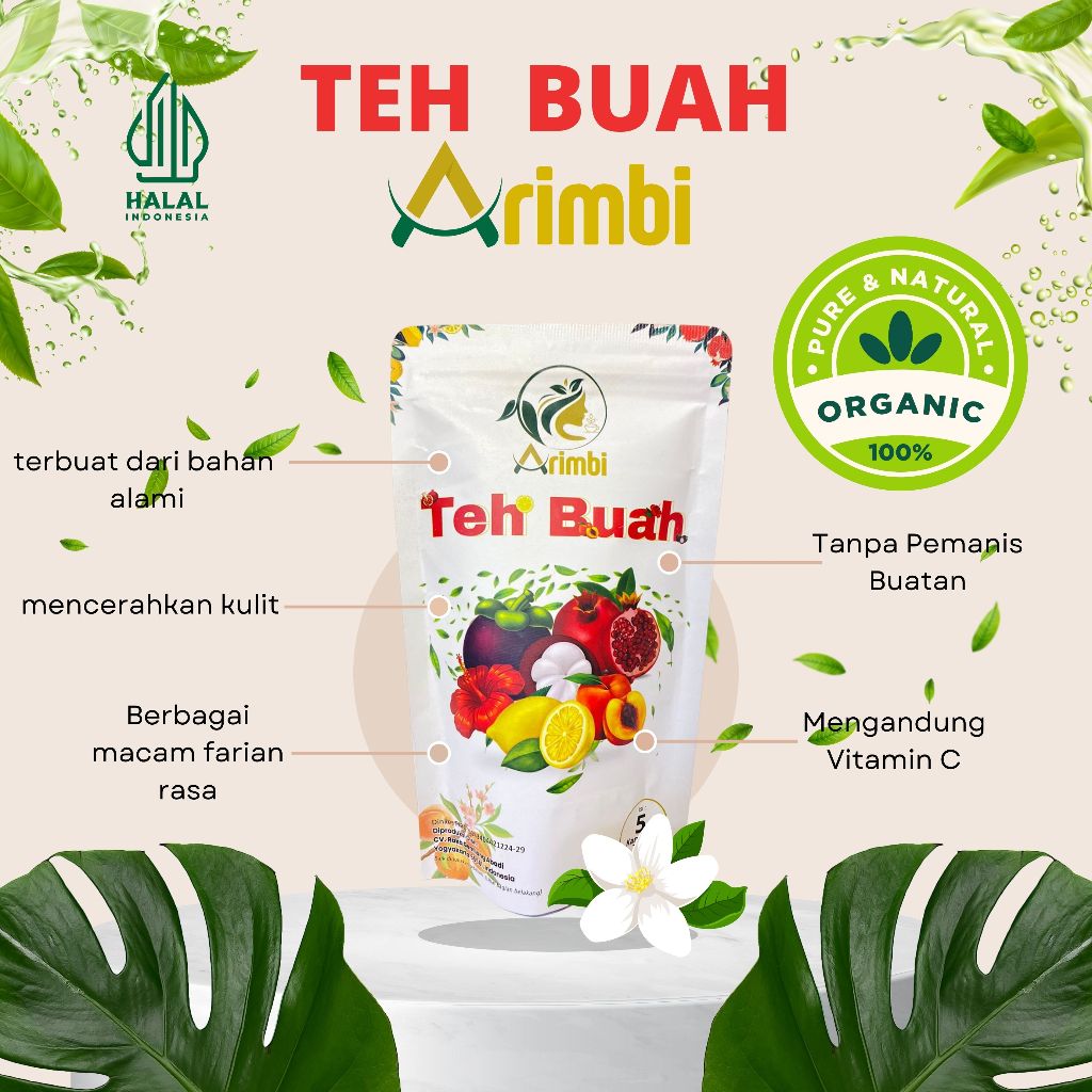 

FRUIT TEA HERBAL, TEA HERBAL BUAH PREMIUM, FRUIT TEA ARIMBI, GREENTEA ARIMBI
